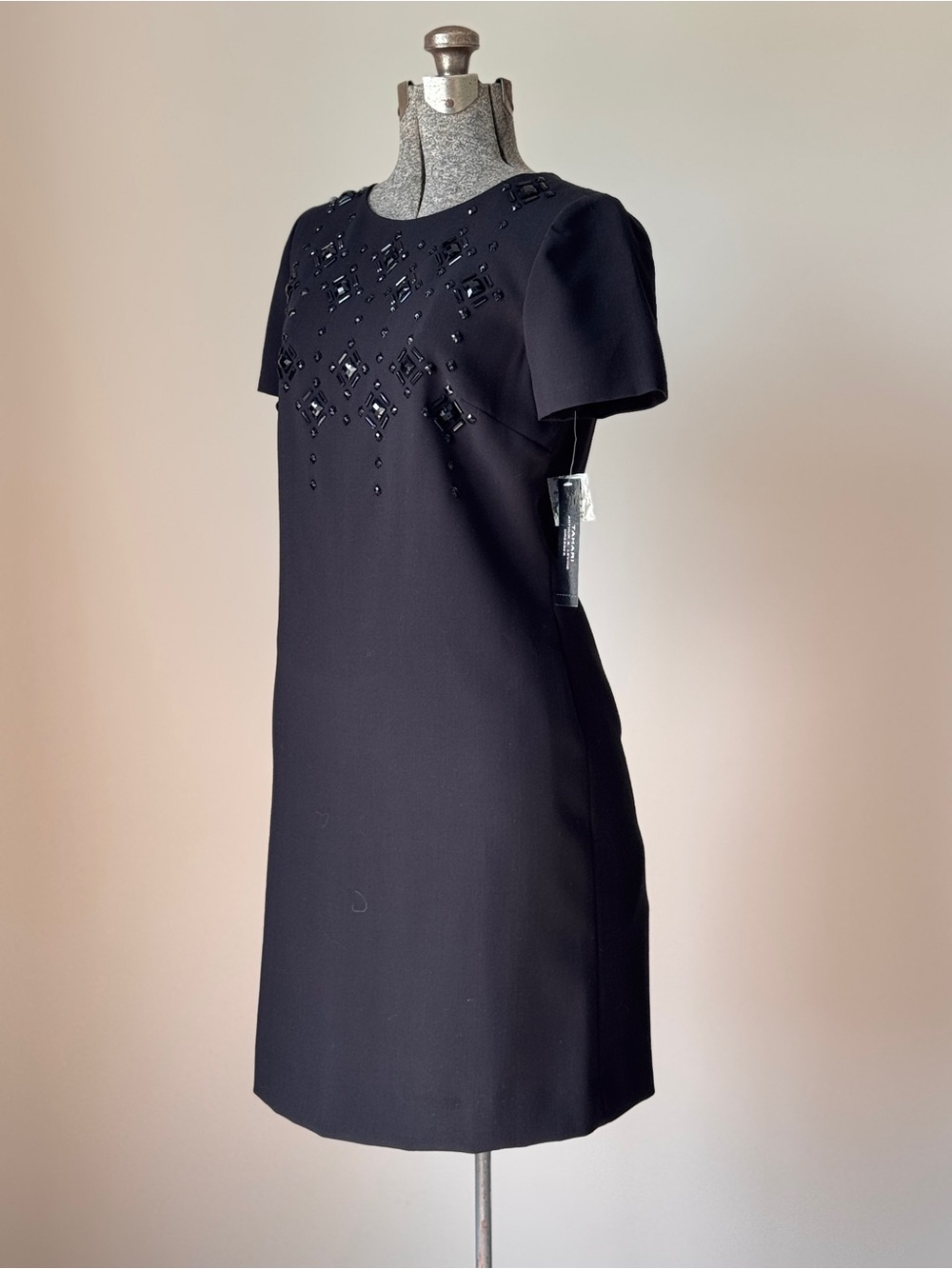 TAHARI Arthur S. Levine Embellished Black Shift Dress - Women's NWT